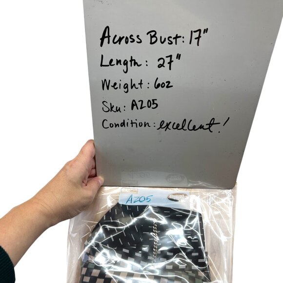 Reiss Checked Sleeveless Chain Accent Blouse Navy Blue Multicolor Size 6 - Picture 15 of 15